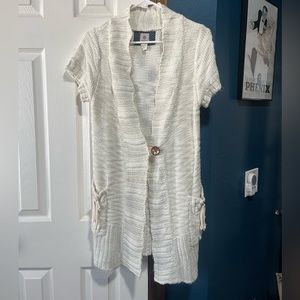 Element Off-White Short Sleeve Cardigan Sweater - Size Medium